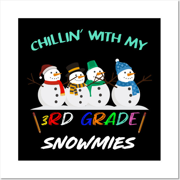 Funny Chillin with my Snomies Christmas Snowman Wall Art by Flipodesigner